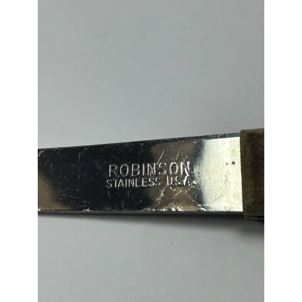 Robinson Knife Co Utensil Set Brown Wood Stainless Steel 3pc Vintage Made In USA